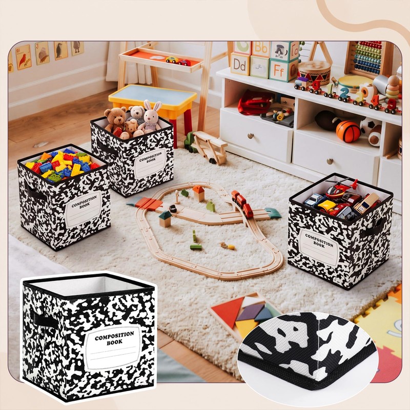 Romooa 6 Pcs 11 Inch Composition Book Classroom Fabric Storage