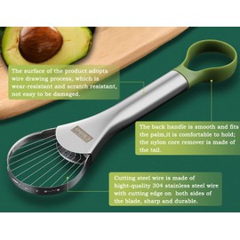 Avocado Slicer,Avocado Pit Remover Cutter/Peeler,Well Made Stainless Steel Avocado Slicer and Pitter Tool,Really Cutting Thin Slices,The Best Holiday Gifts