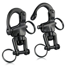 2-Pack 2-3/4" (70mm) Black Snap Shackle, Marine Grade 316 Stainless Steel Swivel Eye Quick Release Clevis Shackles, Heavy Duty Boat Sailboat Rigging Hardware for Halyard Spinnaker