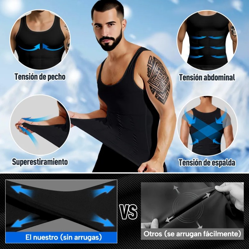 Camiseta 2pzs Para Corregir Postura Hombre Fajas Cinturillas -}