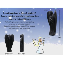 3" inch Shungite Crystal Angel, Guardian Angel - Angel Figurine/Angels Figurines | Healing Crystals & Healing Stones (Pocket Angel)