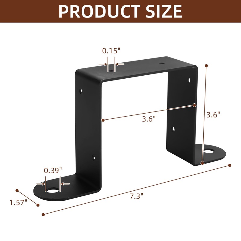 Rasugarlary 8 Pcs Black Metal 4x4 Post Brackets, Thickness 2mm