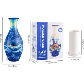 3D Puzzle Vase for Adults – 160 Piece Curved Plastic Flower Vase, DIY Crafts for Home Decor, Birthday or Housewarming Gift for Flower Arrangements