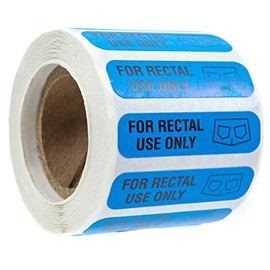 SBLABELS 500 for Rectal Use Only Stickers / 1.5" x .375" Blue Stickers with Permanent Adhesive