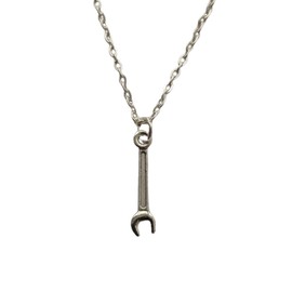 Spanner Charm Necklace, Tool Jewelry Charm, Wrench Pendant, Man Woman Necklace