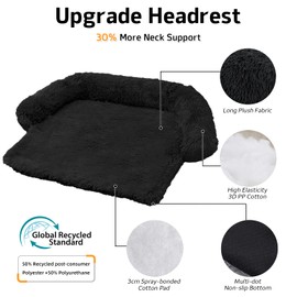 Calming Dog Bed Fluffy Plush Dog Mat for Furniture Protector with Removable Washable Cover for Large Medium Small Dogs and Cats (Small(35x31x5),Beige)