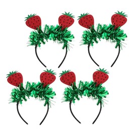 BESPORTBLE 4pcs Strawberry Headband Glitter Tinsel Hair Hoop for Hawaiian Theme Parties Summer Beach Events and Costume Accessories for Women