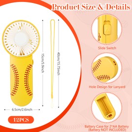 Tujoe 24 Pcs Softball Gifts, Includes 12 Pcs Softball Cooling Towels 40"x12" Sweat Towels, 12 Pcs Mini Portable Fan Handheld Fan for Softball Team Gift Sport Party Favors, Battery Not Include