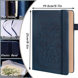 TIEFOSSI A5 Bullet Dotted Notebook, 160gsm Thick Paper, Hardcover Dot Grid Journals for Women Men, 192 Numbered Pages, Ideal for Personal Use, Goals, Organization（Floral）