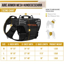 OneTigris Tactical Dog Harness for Large Dogs, Mesh Dog Harness Medium Sized Dog Reflective Dog Vest, Heavy Duty & Breathable Military Dog Harness with No Pull Buckle