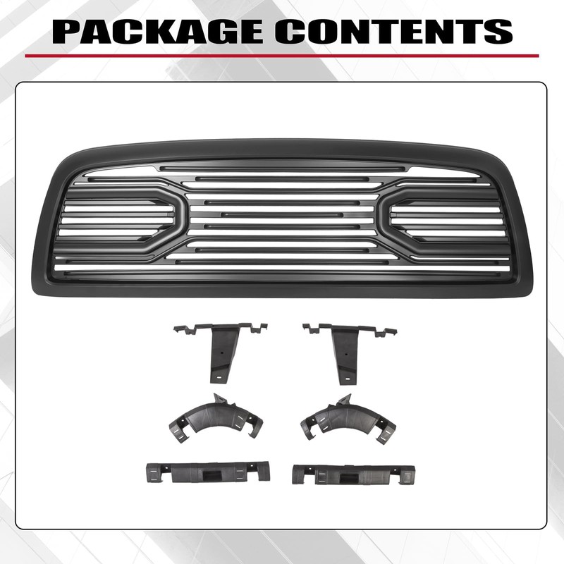 HECASA Grille w/Replacement Shell Packaged Compatible with 2009-2012 Dodge Ram