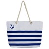 Leisureland Waterproof Canvas Rope Handle Beach Tote Bag (Anchor Royal