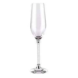 Vetrina Stem Toasting Flute, Sophisticated Crystal Glassware for Champagne, Cocktails, Special Celebrations and Everyday Events, Silver, Set of 6