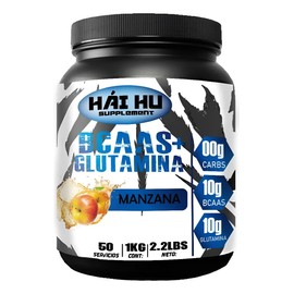 Aminoácidos Bcaas  Glutamina Hái Hu 1kg Sabores Manzana