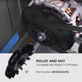 GYOFFULL 1/3 Hp Motor Pulley & Nut WH03X32218 WH49X25378 Washing Machine Motor Compatible with Hotpoint GE Washing Machines Replaces WH07X24695 WH39X27601
