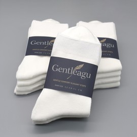 GENTLEAGU Viscose Bamboo Lightweight Sock Thin Crew Socks for Men Wholesale Bulk Solid Color Comfort Famliy Pack 48 Pairs (6-9, White)