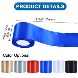 TONIFUL Royal Blue Satin Ribbon 3 Inch X 25yds Solid Silk Ribbons for Gift Wrapping, Craft, Floral Bouquets, Valentine's Day Christmas Decoration，Birthday Gift Wrapping, Wedding Decoration