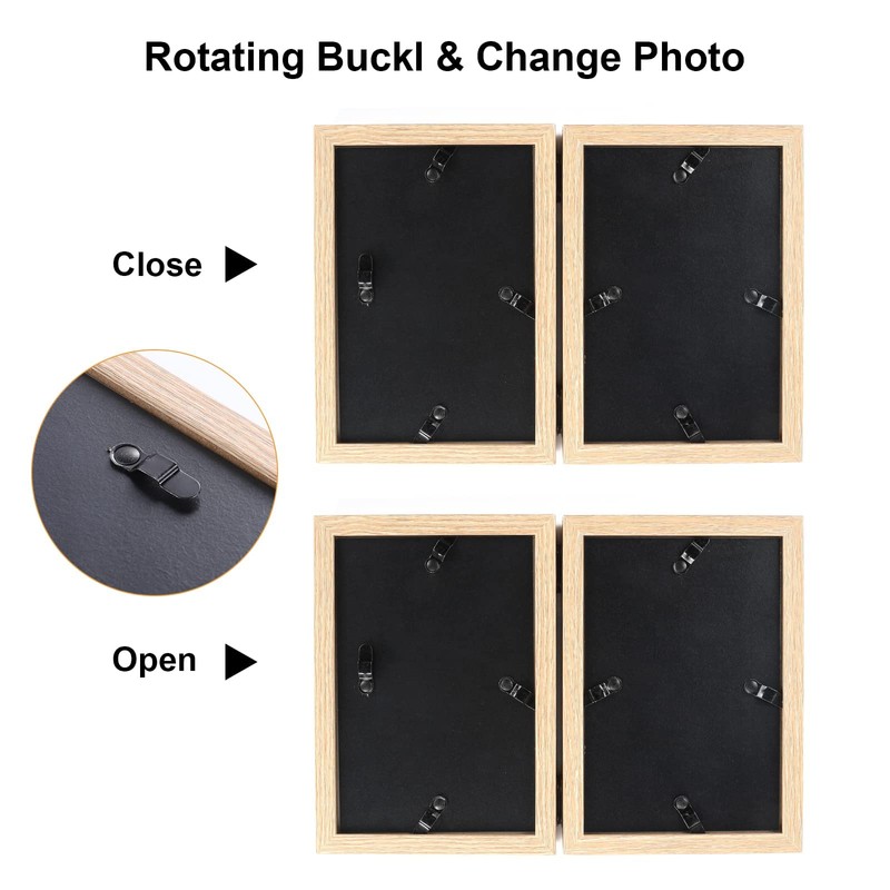 Czemo Wooden Picture Frame for 2 Photos Foldable Picture Frame