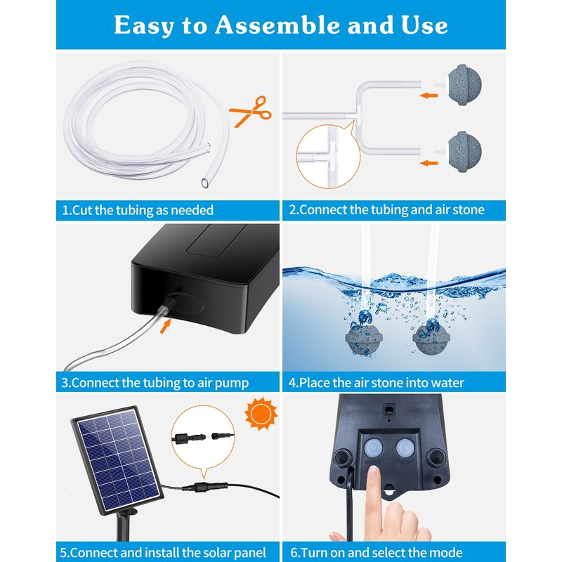 Biling Solar Aerator for Pond with 2200 mAh Battery Backup,