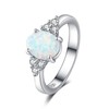 Stainless Steel Fire Opal Wedding Engagement Solitaire Proposal Cocktail Party