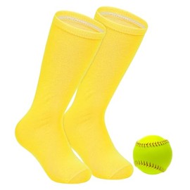 Toddler Soccer Socks for Boys Basketball Baseball Sock Girls Althletic Softball Knee High Tube Long Socks for Youth 1 Pair Solid Yellow 6-9 Years