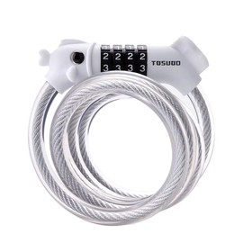 토스오드 와이어락 고강도 자전거 자물쇠 원형 보호 도난방지, 화이트, 1개 Tosuod Wire Lock High-Strength Bicycle Lock Round Protection Anti-Theft, White, 1 Piece, 블랙 × 1개