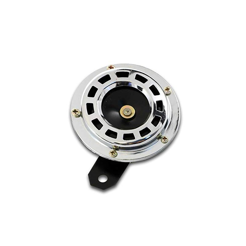 UNIVERSAL 12V CHROME PLATED HORN 90 mm DISC KLAXON MOTORBIKE