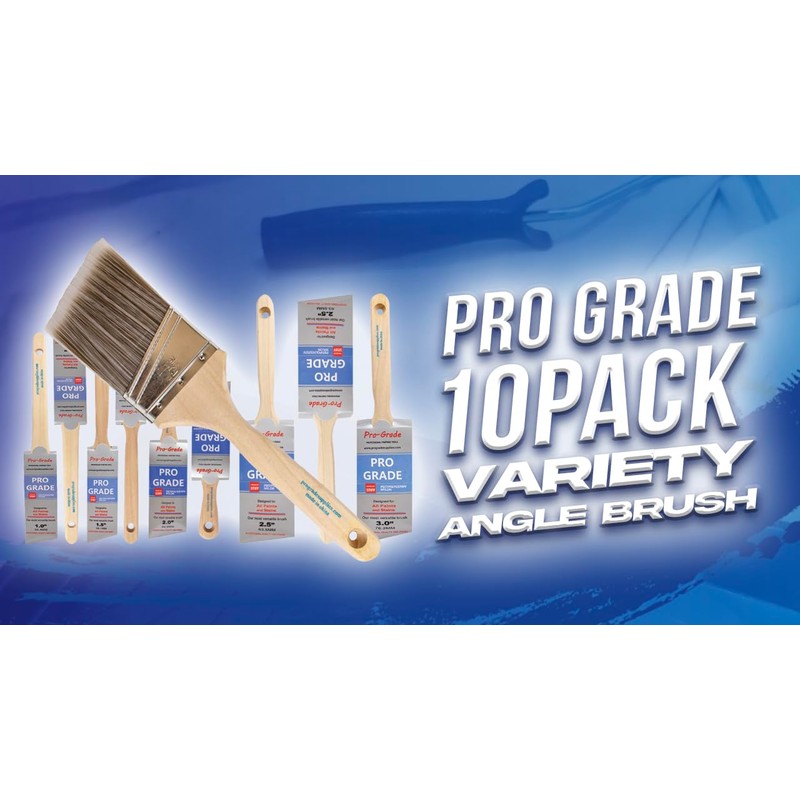 10 Pack Pro-Grade Premium Wall/Trim House Paint Brush Set Great