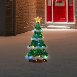 Northlight Lighted Christmas Tree Outdoor Yard Decoration - 50" - Green - Multi-Color LED