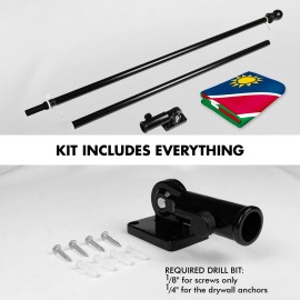 UD_G128 Combo Pack: 6 Ft Tangle Free Aluminum Spinning Flagpole (Black) & Namibia Namibian Flag 3x5 Ft, LiteWeave Pro Series Pri