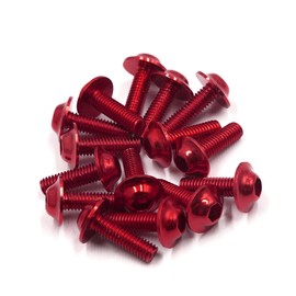 A ABSOPRO Motorcycle License Plates Fairing Bolts Screws M6 x 20mm Hexagon License Plates Bolts Screws Metal Red (Set of 15)