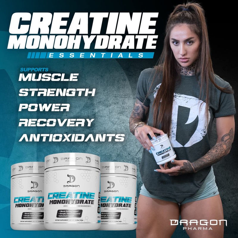DRAGON PHARMA Creatine Monohydrate, Aid Muscle Recovery, Post-Workout Supplement, Antioxidant