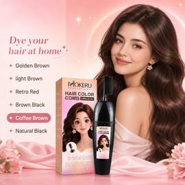 3-In-1 Herbal Hair Coloring Comb | Easy Hair Coloring At Home With Built-In Brush – No Mix, Ammonia-Free, Covers Grays & Nourishes with Argan Oil & Ginseng for All Hairstyles & Age (Natural Black)