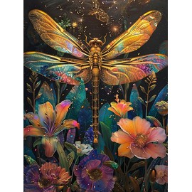MOMAKA 5D Diamond Painting Kits Dragonfly Flower for Adults, DIY Diamond Painting Full Drill Set Animal, Round Diamond Arts Craft Cross Embroidery Painting Kits for Home Wall Decoration 30 x 40 cm - 7