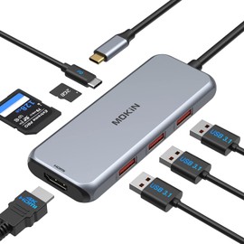 USB C Hub, USB C Adapter for MacBook Pro, 7 in 1 Multiport Mac Dongle with 4K/60Hz HDMI, SD/TF Card, 3 USB 3.1 and 100W PD Charging Adapter Compatible for USB C Laptops and Other Type C Devices.