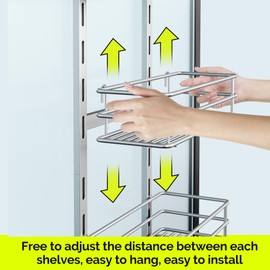 Orimade Over The Door Shower Caddy Adjustable 3 Tier Silver,Bathroom Hanging Organizer Shelf Rustproof with 4 Hooks,Shower Basket with Soap Holder and Suction Cup