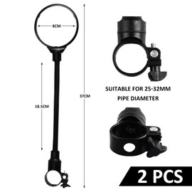 2 Pack Convex HD Bike Mirrors Bicycle Handlebar Mirrors Aluminum Tube Mirrors Adjustable Mirrors Bicycle Accessories for Mountain Bike Electric Bicycle (Black)
