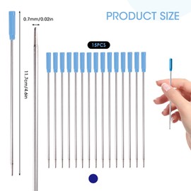 0.7 mm Ballpoint Ink Twist Pen Refills, 15 Pcs Medium Point Metal Smooth Writing Replaceable Ink Refill, Stationery Compatible for Cross Ballpoint Replacement (4.6in M) (Blue, 15)