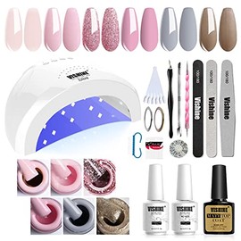 Vishine Gel Nail Polish Starter Kit with 48W SUNOne UV LED Nail Lamp Speed Dryer Manicure Tools 6 Pretty Colors Gel Polish Base and Top Coat 02       