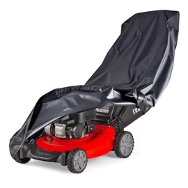 Push Lawn Mower Cover-Heavy Duty 600D Waterproof Push Mower Cover,Walk Behind Lawnmower Cover Waterproof Outdoor-Lawn Care Accessories,Full Water,UV Protection,Fit with Drawstring, Black