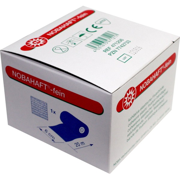 1x Nobahaft®-fein kohäsive Fixierbinde Kompressionsbinde Unterzug, blau, 6cmx20 m Rolle