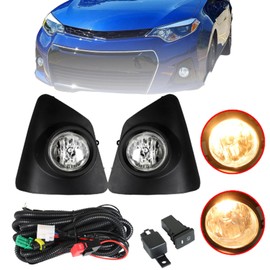 WFLNHB Fog Lights Replacement for 2014 2015 2016 Corolla S SE Clear Lens with Bulbs + Switch + Harness + Bezel Kit Driving Fog Lights Lamps Driver and Passenger Side,Pack of 2