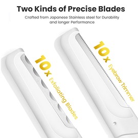 Dermaplaning Tool for Face Exfoliation, with 20 Replaceable Blades, Facial Shaver/Eyebrow Razor, Peach Fuzz Removal Eyebrow Shaper for Women, Easy to Use Dermaplaner Help Exfoliate and Smooth Skin