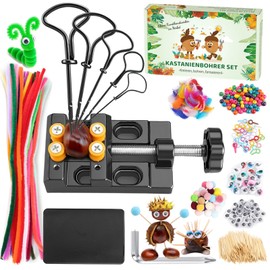 TUT Children's Chestnut Drill Set with Chestnut Holder, Chestnut Craft Set, Autumn, Hand Drill, Chestnut Drill, Chestnut Man, DIY Set with 1.5-5 mm Drill Chestnuts and Craft Accessories