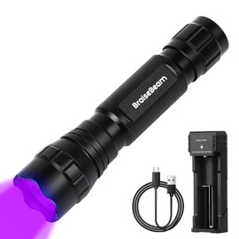 BraiseBeam UV Torch 395 nm, Black Light Lamp with Focus Adjustment, Waterproof IP65, Portable LED Torch for UV Resin, Amber Search, Minerals, Urine