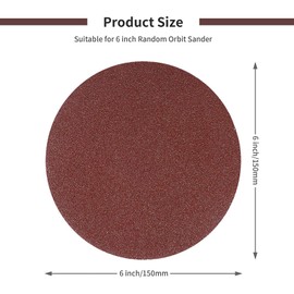 150mm Sanding Discs (40/80/120/180/240 Grits), 150mm Hook and Loop Sandpaper, 6 Inch Sander Pads for Random Orbital Sander(50Pcs)