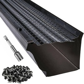 LeafTek Gutter Guards for Leaves 5" x 32' Black – Heavy-Duty Premium Aluminum Gutter Cover System with Vented Raised Ridge – DIY-Friendly Leaf Guard – USA Made – Lifetime Protection