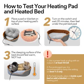 GooCare USB Pet Heating Pad – Turns Any Pet Bed Heated (Use Inside Bed), 5V/2A Required, 5-Temp & Timer, 140°F Auto Shut-Off, Waterproof Warmer for Cats/Dogs, Power Bank/Wall Powered (12"x16")