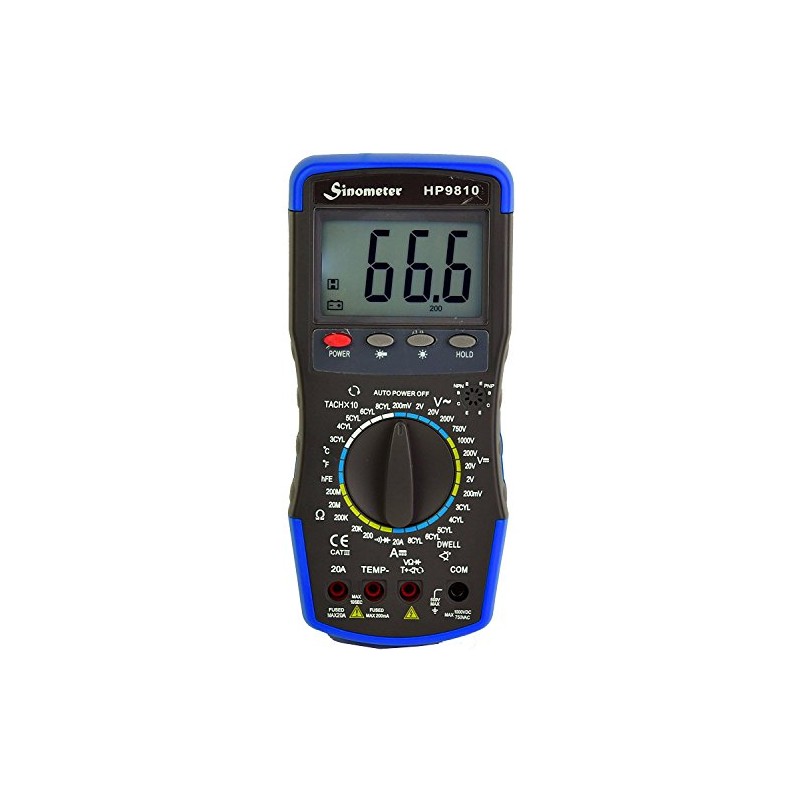 Sinometer HP9810 Automotive Digital Multimeter with Thermometer and Carrying Case