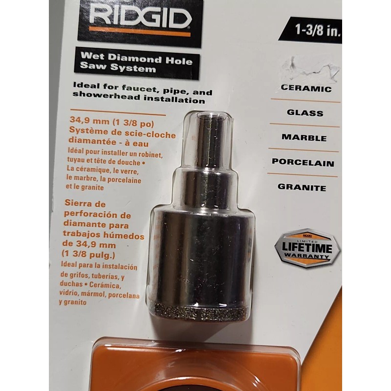 Ridgid 1-3/8" Inch Wet Diamond Hole Saw Kit Cordless Drill